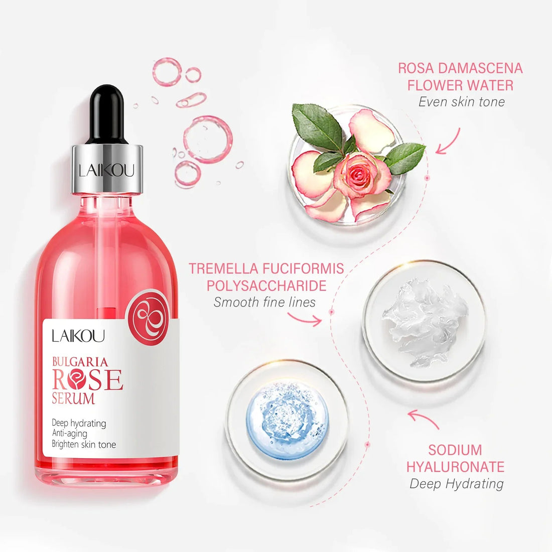 Laikou Rose or Sakura Essence Serum Deep Nourishing Repair Moisturizing Hydrating Anti Aging Facial Treatment Skin Care 100ml Halalzen