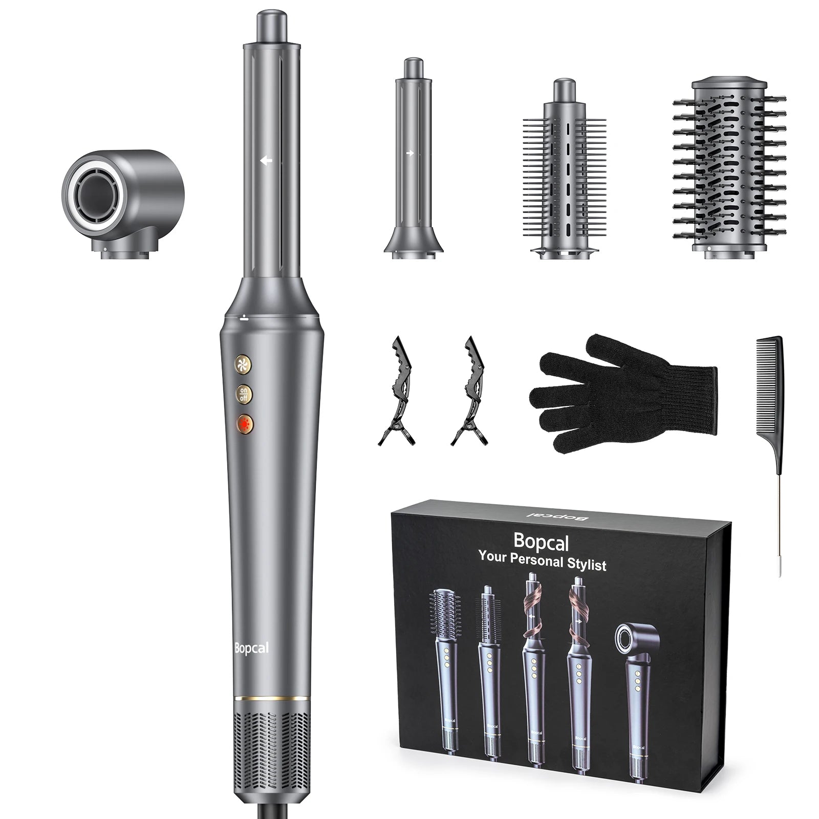 Bopcal 5 In 1 Hair Dryer Hot Air Comb Electric Hair Curling Iron 1200W High Speed Blower Multifunctional Styling Tools Hairdryer Halalzen
