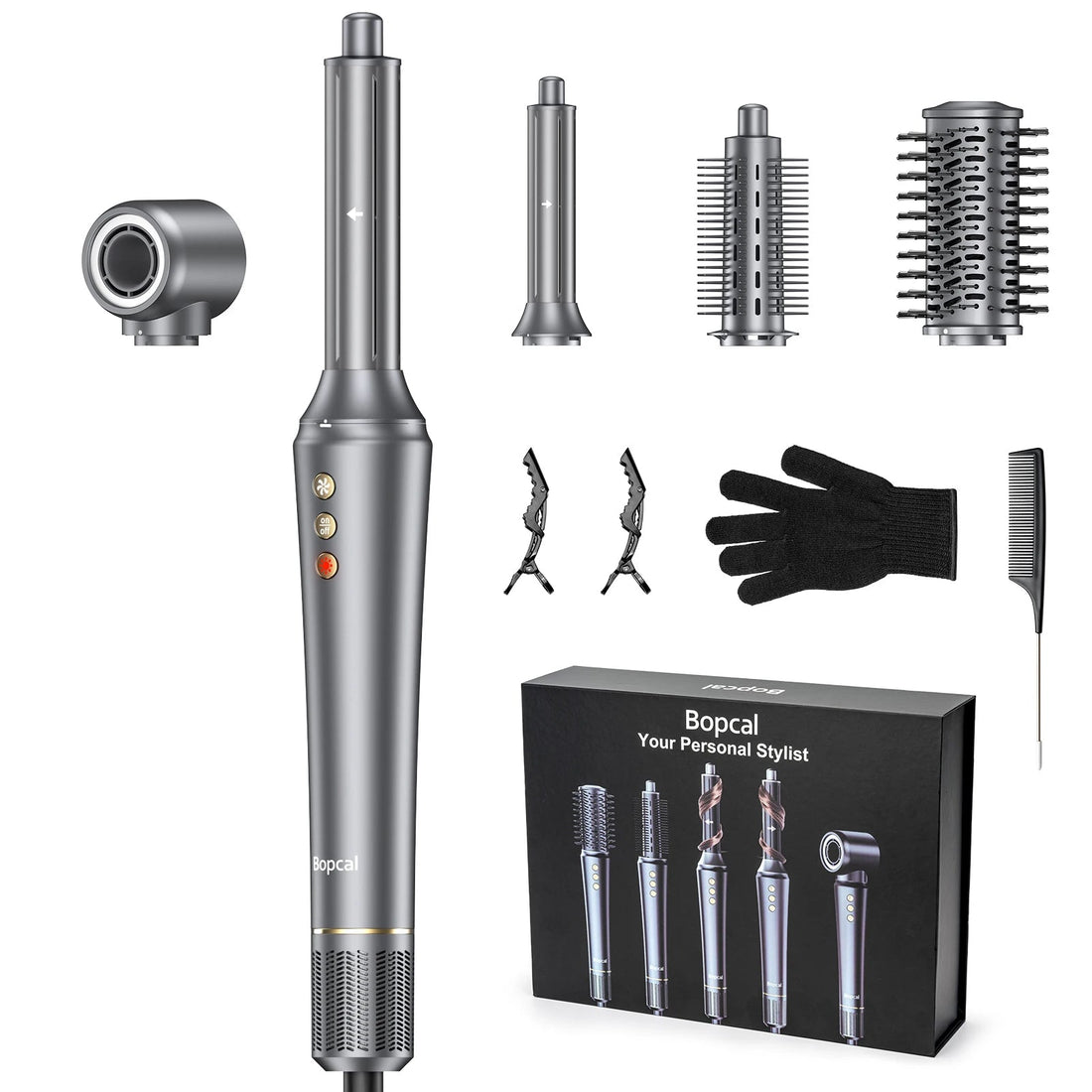 Bopcal 5 In 1 Hair Dryer Hot Air Comb Electric Hair Curling Iron 1200W High Speed Blower Multifunctional Styling Tools Hairdryer Halalzen