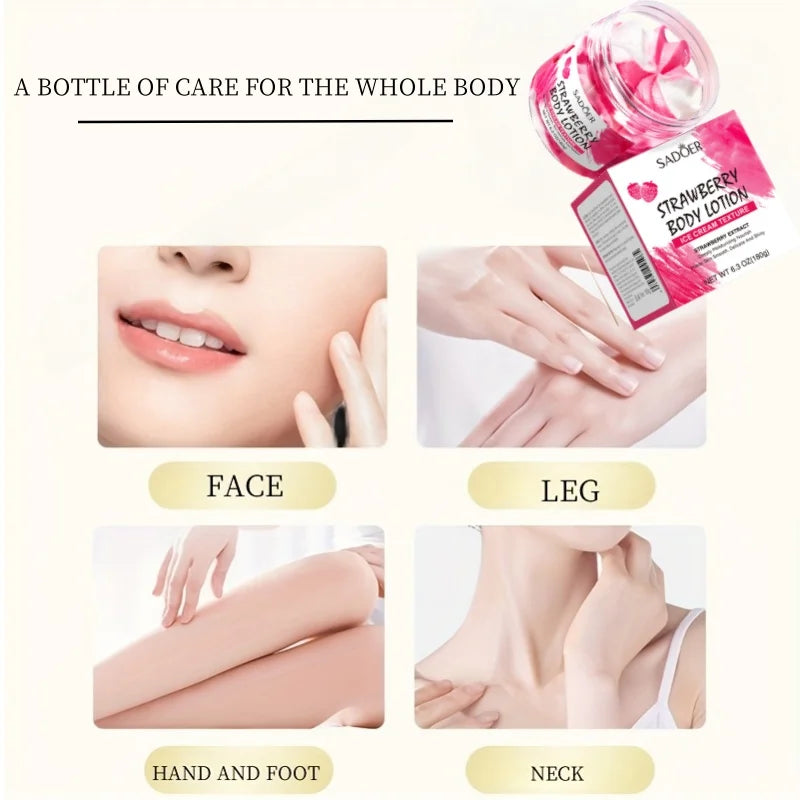 180g Strawberry Body Lotion, Containing Niacinamide, Strawberry Fruit Extract and Other Skin-Friendly Ingredients, Deeply Moisturizes, Locks in Skin Moisture, Improves Dryness, and Makes Skin Look Smooth and Delicate, Suitabl