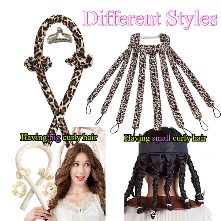 Having Two Different Styles Heatless Curling Rod Headband No Heat Silk Curls Ribbon Headband Lazy Hair Curlers Hair Styling Tool