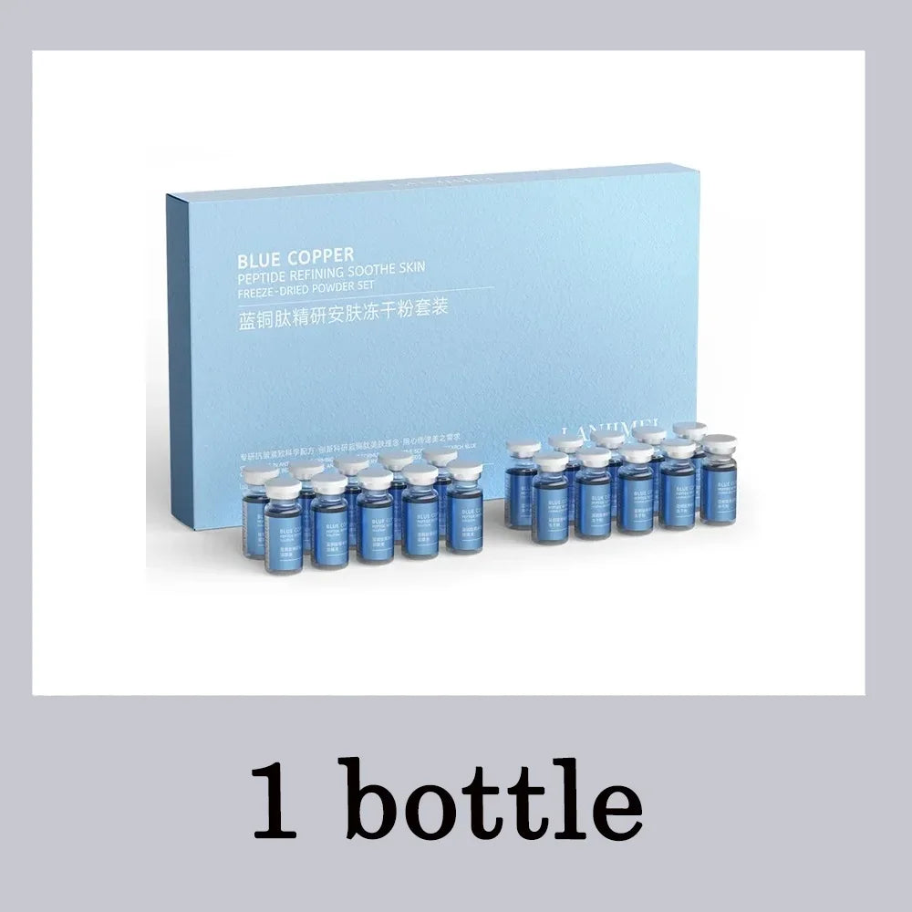 Blue Copper Peptide Freeze-Dried Powder Set Oligopeptide Anti Wrinkle Essence Shrink Pores Acne Treatment Skincare Serum 20pcs Halalzen