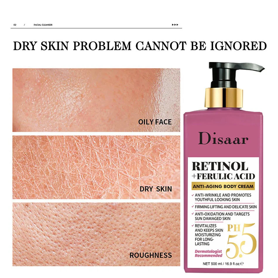PH 5.5 Retinol Body Lotion Firming Moisturizer Wrinkle Cream Boosts Skin Firmness For Face, Body, Dry Skin Improves Elasticity