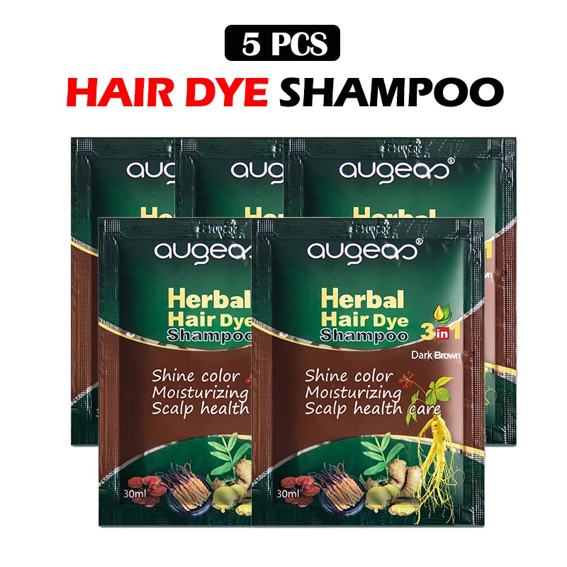 3/5 PCS Hair Dye Shampoo Natural Herbal Plant Fast Dye White Grey Removal Long-lasting Hair Color Products Hair Shampoo 30 ml