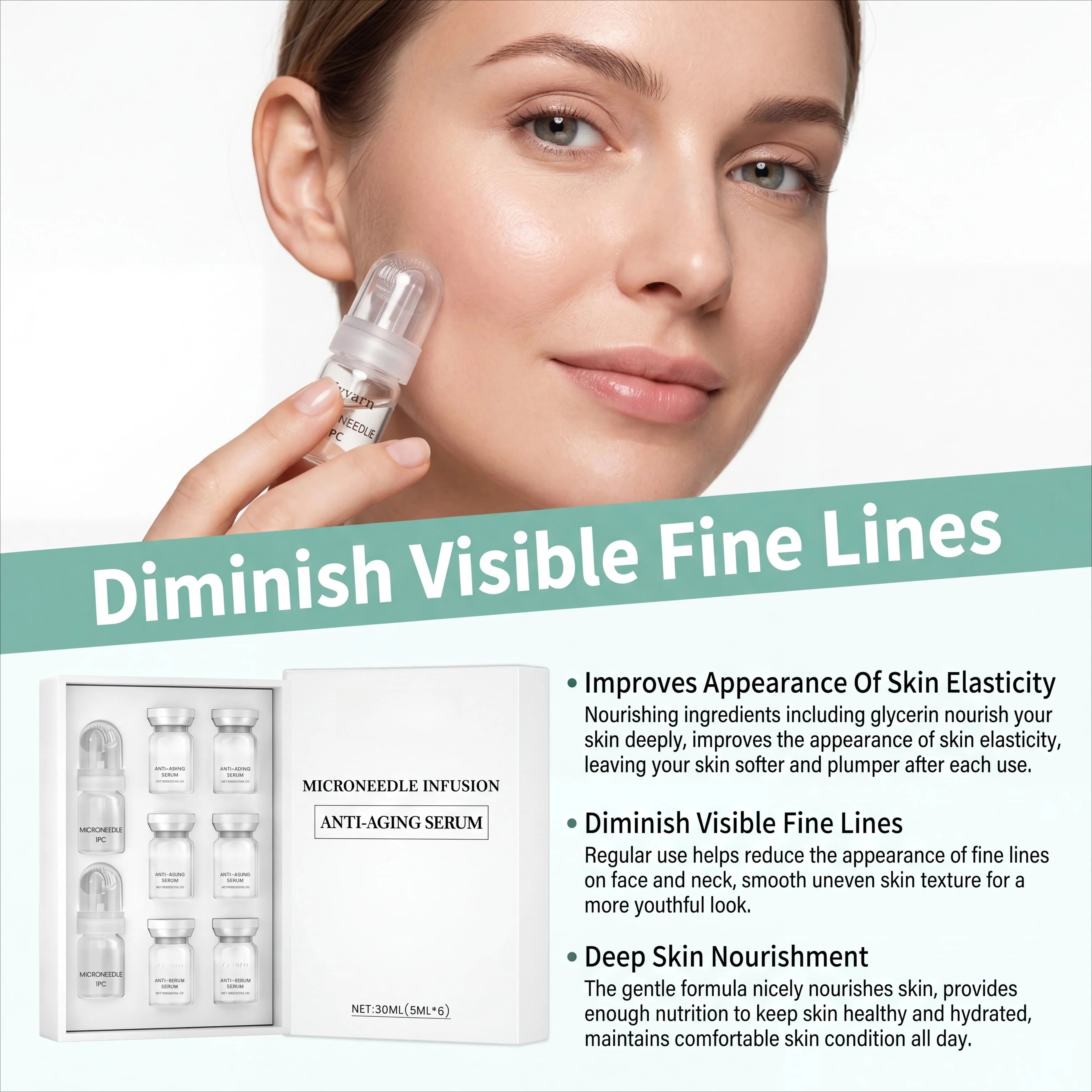 Korean Micro‑Molecule Anti‑Aging Serum Kit Collagen & Hyaluronic Acid Anti‑Wrinkle Firming Pore Refining Hydrating Facial Care