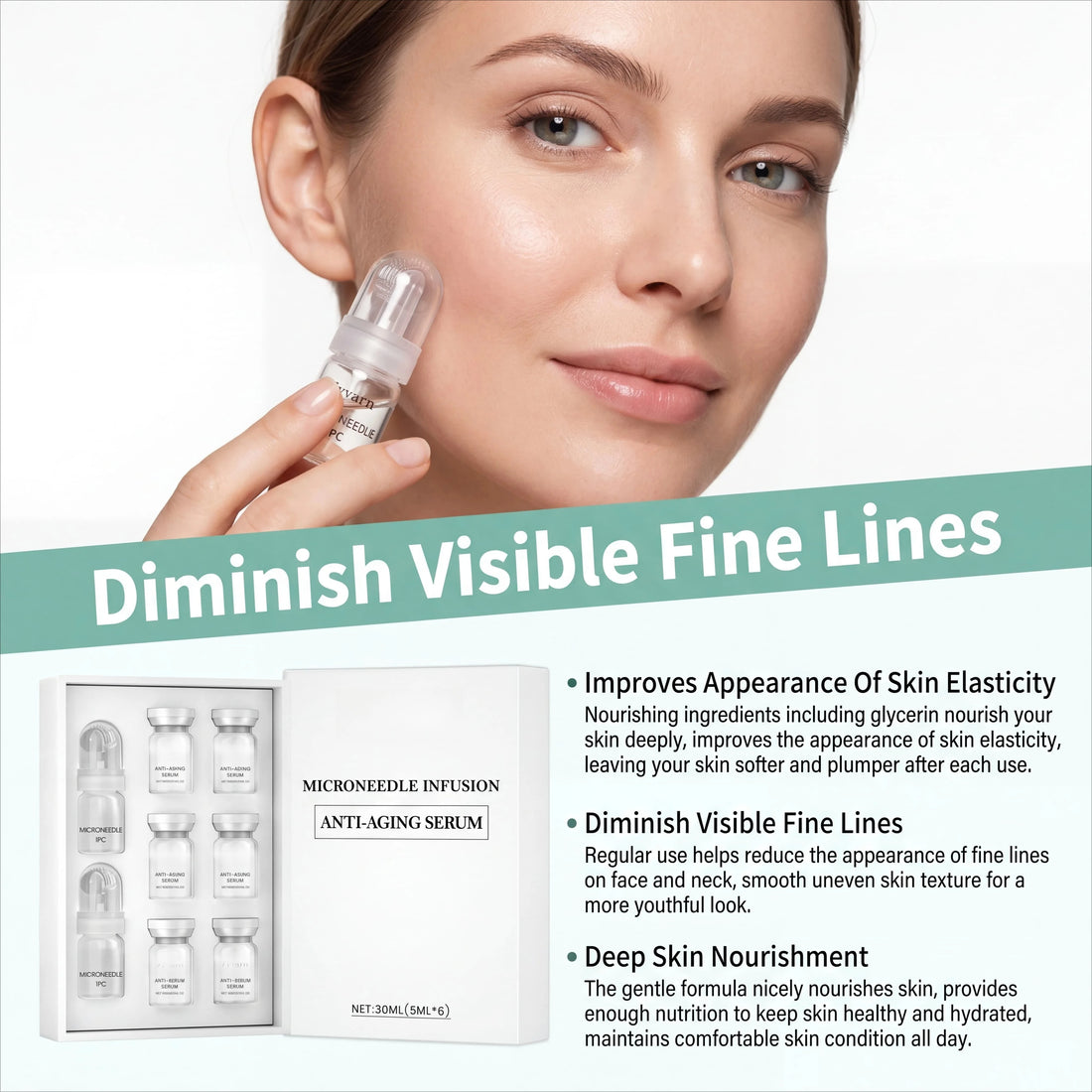 Korean Micro‑Molecule Anti‑Aging Serum Kit Collagen & Hyaluronic Acid Anti‑Wrinkle Firming Pore Refining Hydrating Facial Care