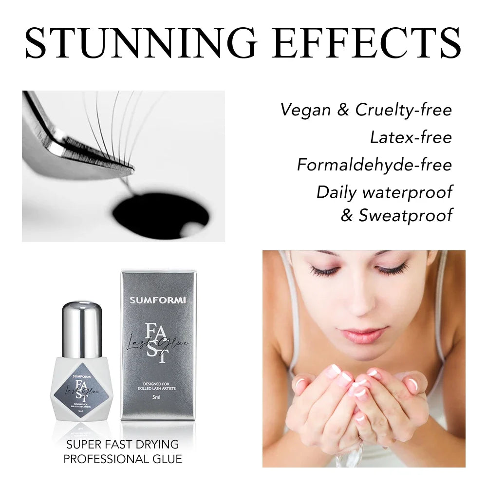 SUMFORMI 10PCS False Eyelash Extensions Glue 0.3S Fast Dry Waterproof Thin Lash Eyelashes Adhesive Bonder Wholesale Makeup Tools