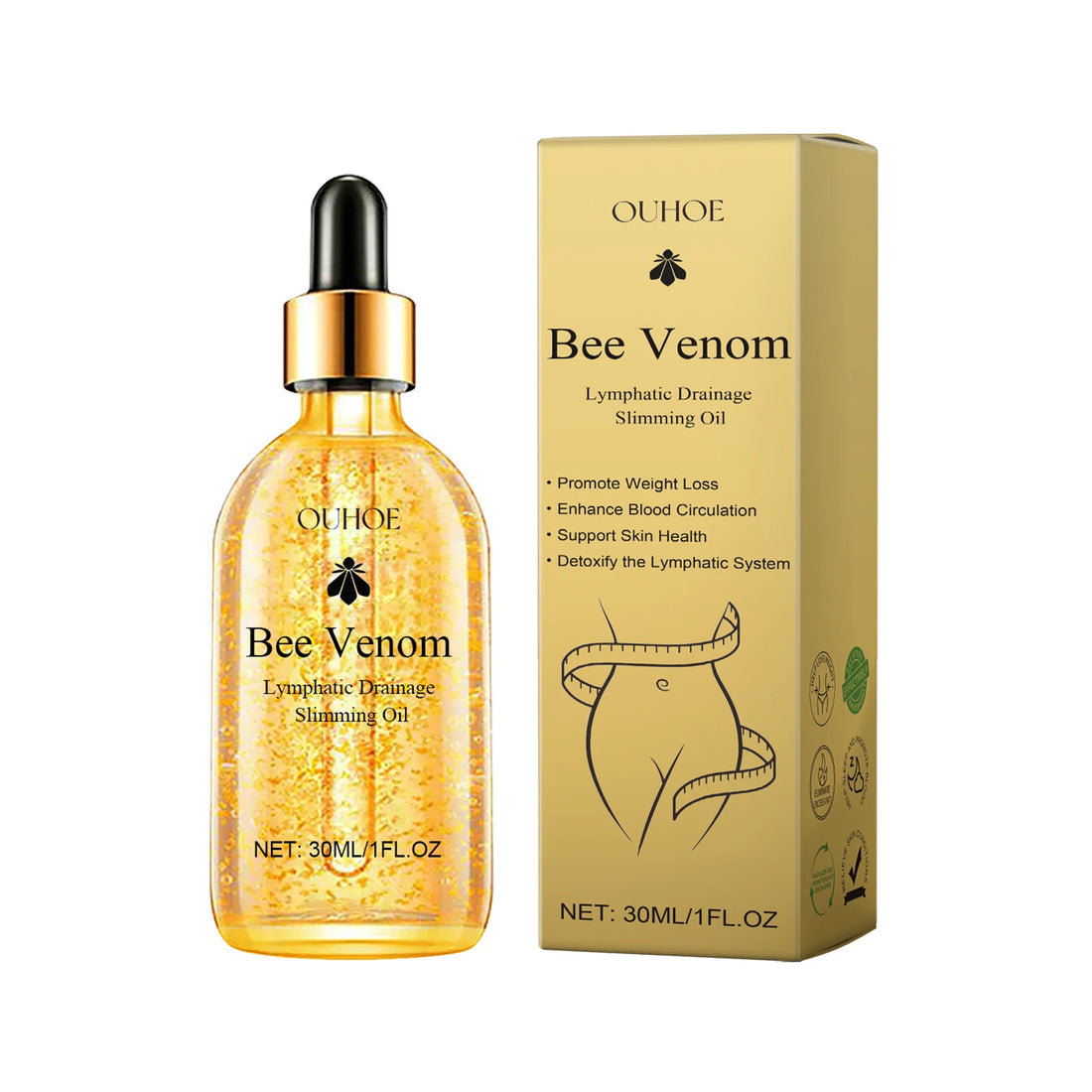 OUHOE 30ml Bee Venom Body Care Oil Massage to Tighten the Body Shape Slimming Show Body Abdominal Care Oil