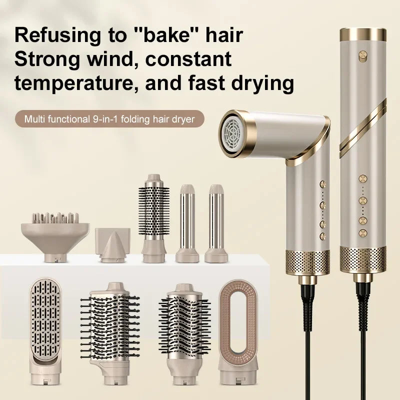 9 in 1 Hair Dryer Hot Comb Set Professional Curling Iron Hair Straightener Styling Tool For Professional Hair Dryer Household Halalzen