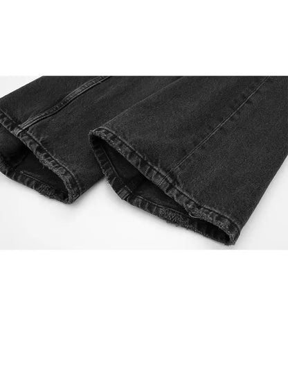 HH Female Fashion Denim Jeans Loose Solid Long Pants With Gradient All Match Streetwear Mujer Casual Baggy Chic Trousers