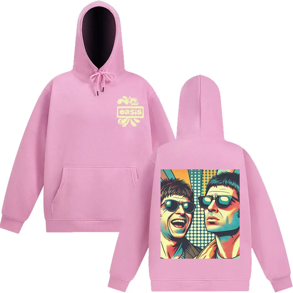 O-Oasis Rock Band Double-sided Fashion Hoodies 90s Music Graphic Rock Fan Gift Sweatshirts Long-sleeved Hip-hop Loose Pullover