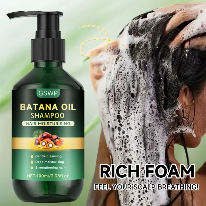 GSWP Batana Oil Shampoo Conditioner Set: Deeply moisturizes repairs, enhances shine and smoothness, soothes the scalp.100g+100g Halalzen