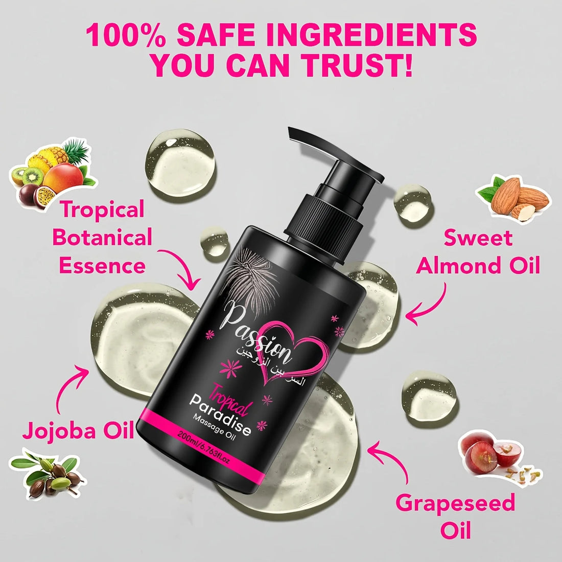 Paradise Massage Oil with Vitamins & Minerals - Nourish & Moisturize, Body Care Massage Oil Perfect for Couple Massage 200ml