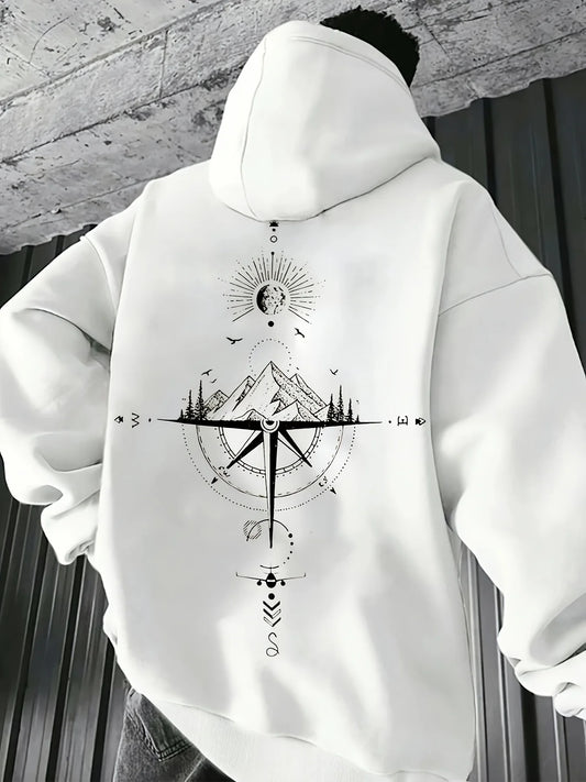 Men's Galaxy Hoodie Galaxy Print Hooded Sweatshirt  Autumn Winter French Terry Fleece Polyester Loose Fit with Pocket Detail