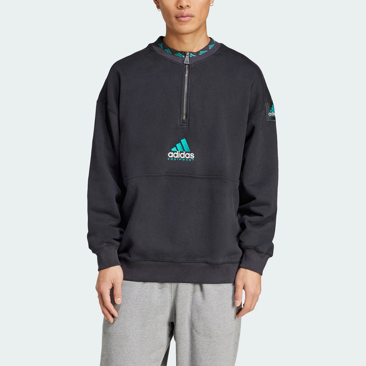 Sweat-shirt à demi-zip en polaire Adidas EQT FLEECE HZ pour homme, authentique, référence JP0357