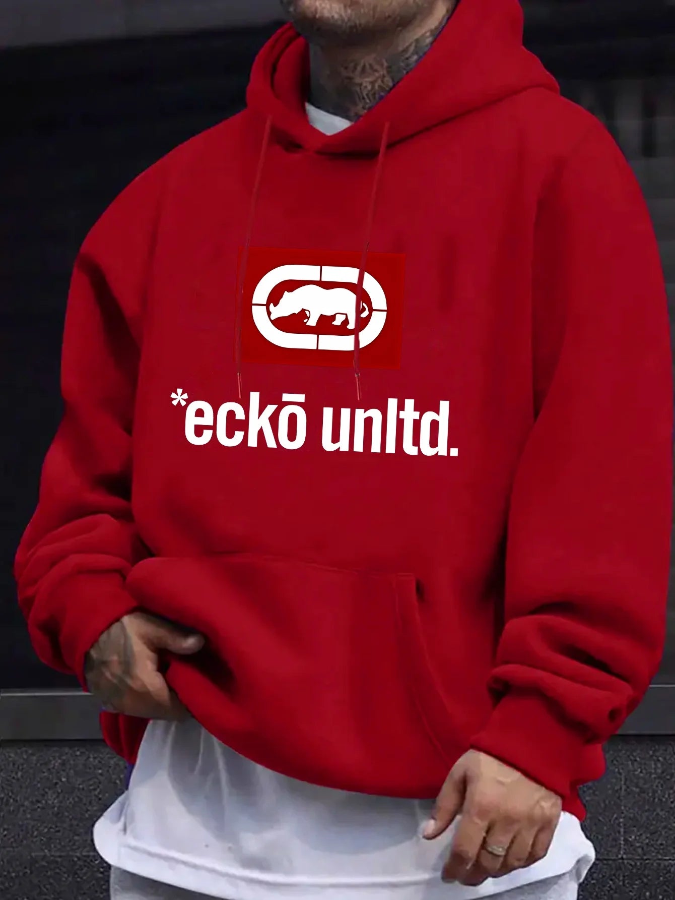 Men'S Hoodie with "Ecko Unlimited" Graphic - Casual Pullover Sweatshirt, Long Sleeve, Regular Fit Fall/Winter Casual Wear Hoodie