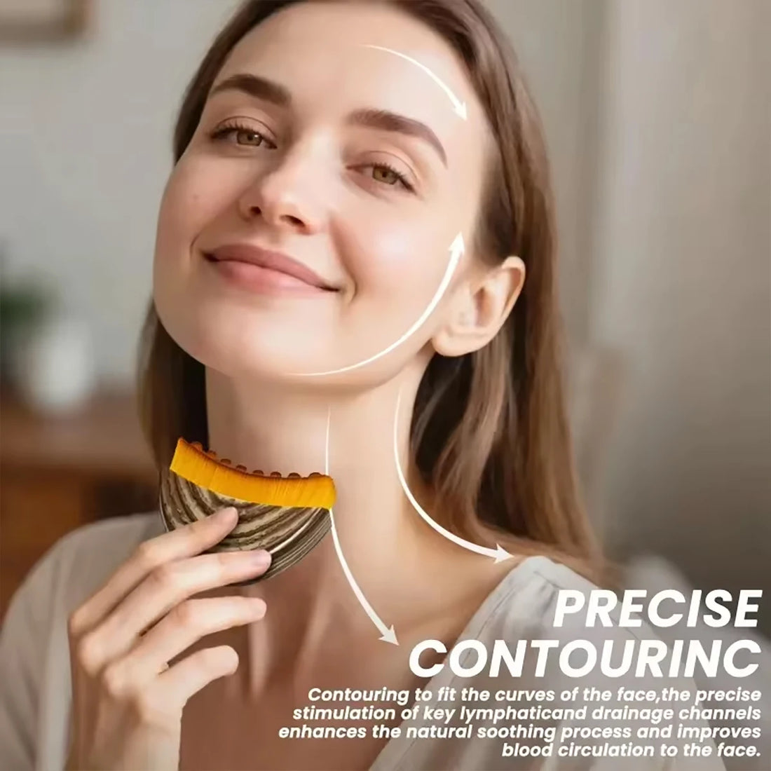 Lymph Contour Facial Brush, Lymphatic Drainage Massager, Ergonomically Designed to Accurately Fit the Skin