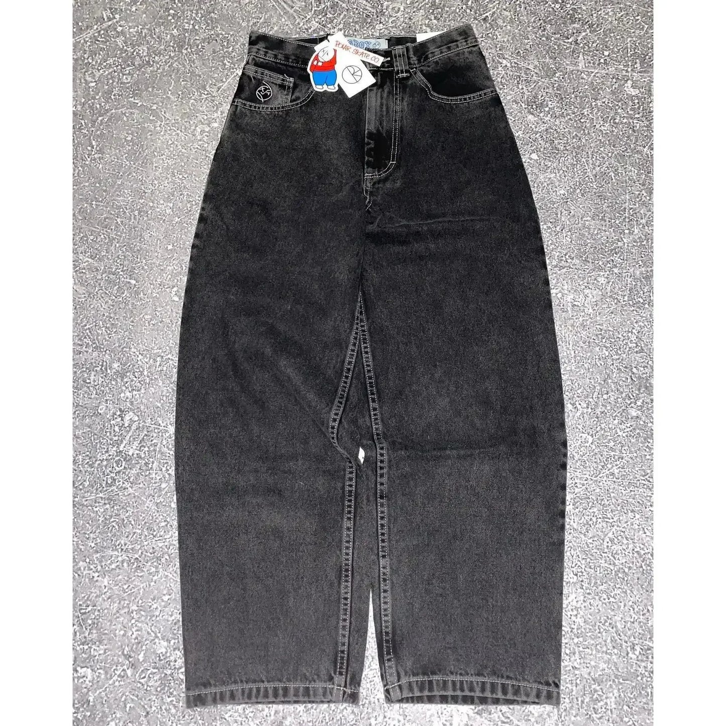 Y2k big boy jeans hip hop cartoon embroidery graphic loose baggy jeans harajuku streetwear high waisted vintage wide leg pants