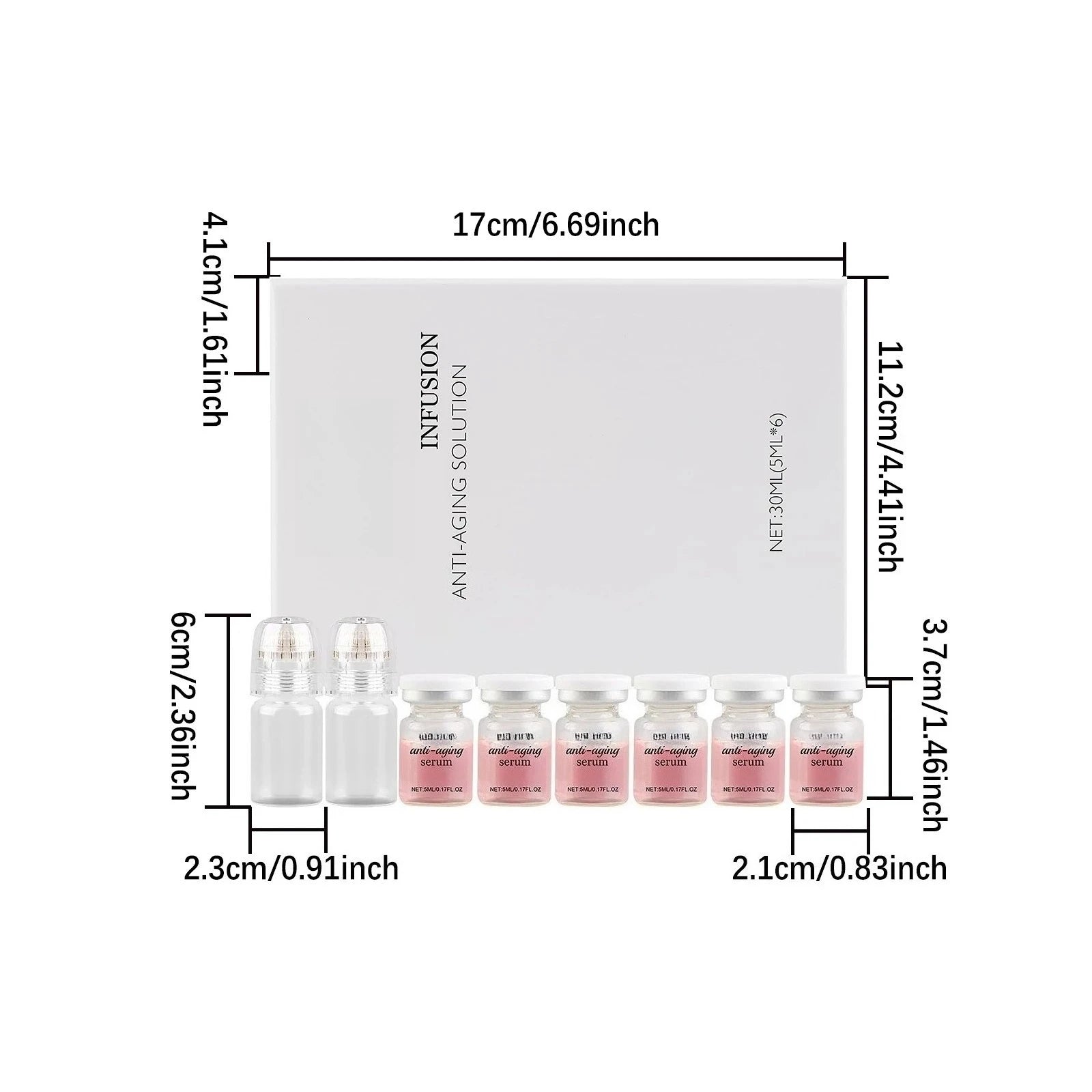 0.2MM Microneedle 2 Tools + 6 Bottles Korean Moisturizing Renewal Set, Firming & Anti-Fine Lines Daily Skin Care Essence