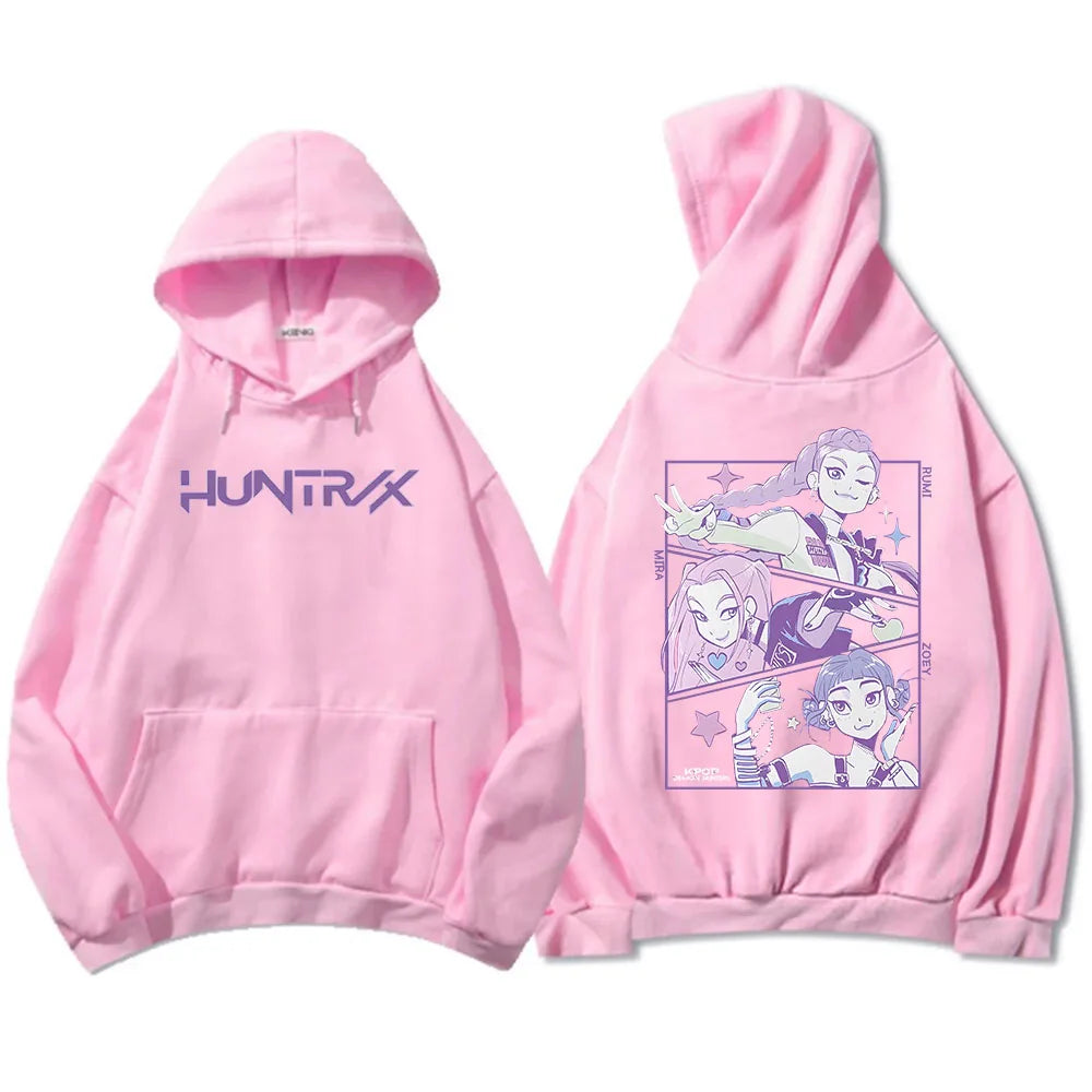 Men Women Hoodies KPop Demon Hunters Movie Graphic Sweatshirts Fleece Warm Hooded Pullovers 2025 Fashion Male Sudadera Print Top