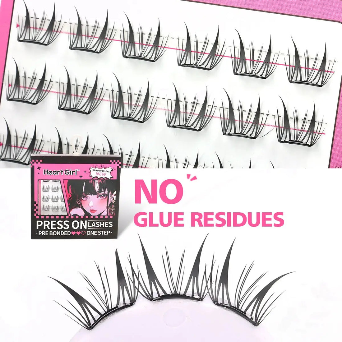 Glue-free False Eyelashes Fluffy Thick & Curled Daily Party Lash Star Butterfly Manga Clusters DIY Eyelash Extension Makeup Tool