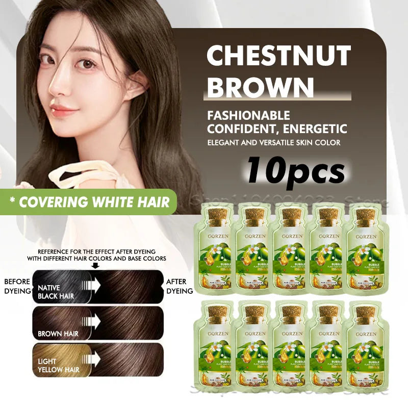 1/10 packs Pure Natural Herbal Hair Dye Shampoo 5 Minutes Change Hair Color Non-irritating Repair Gray White Hair Care Women Men