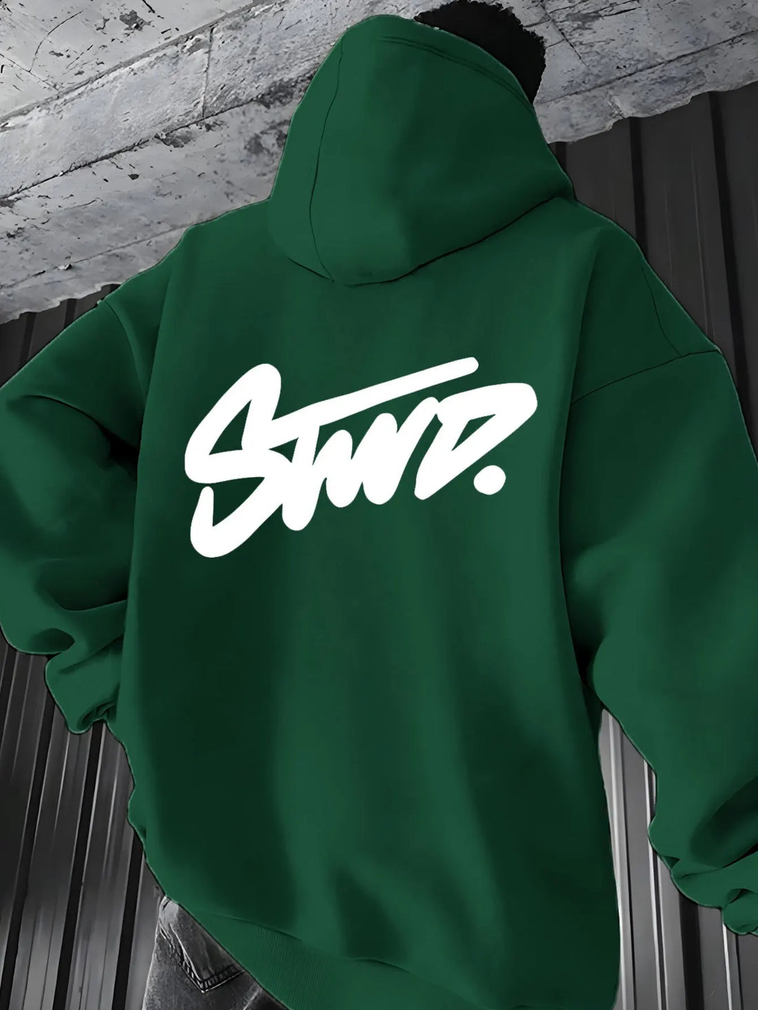 Trendy Hoodie with "swd" Print Design, Kangaroo Pocket, Casual Wear for Couples, All-Season Pullover with Drawstring Hood