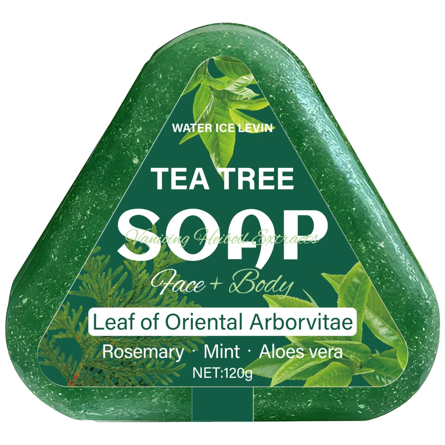 Tea Tree Soap (Face+Body): Oriental Arborvitae Leaf, Rosemary/Mint/Aloe, Gently Hydrates All Hair Types Halalzen
