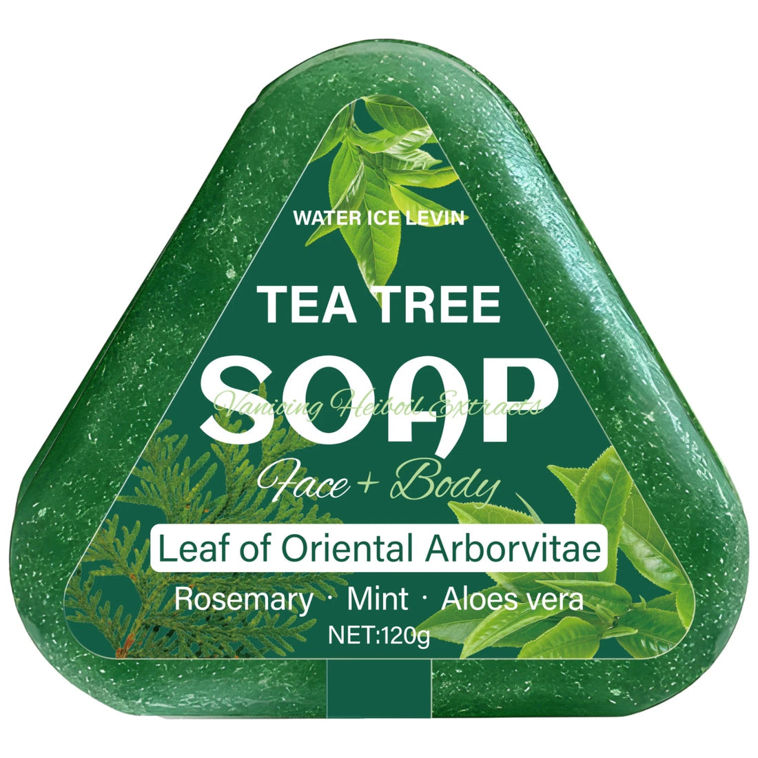 Tea Tree Soap (Face+Body): Oriental Arborvitae Leaf, Rosemary/Mint/Aloe, Gently Hydrates All Hair Types Halalzen
