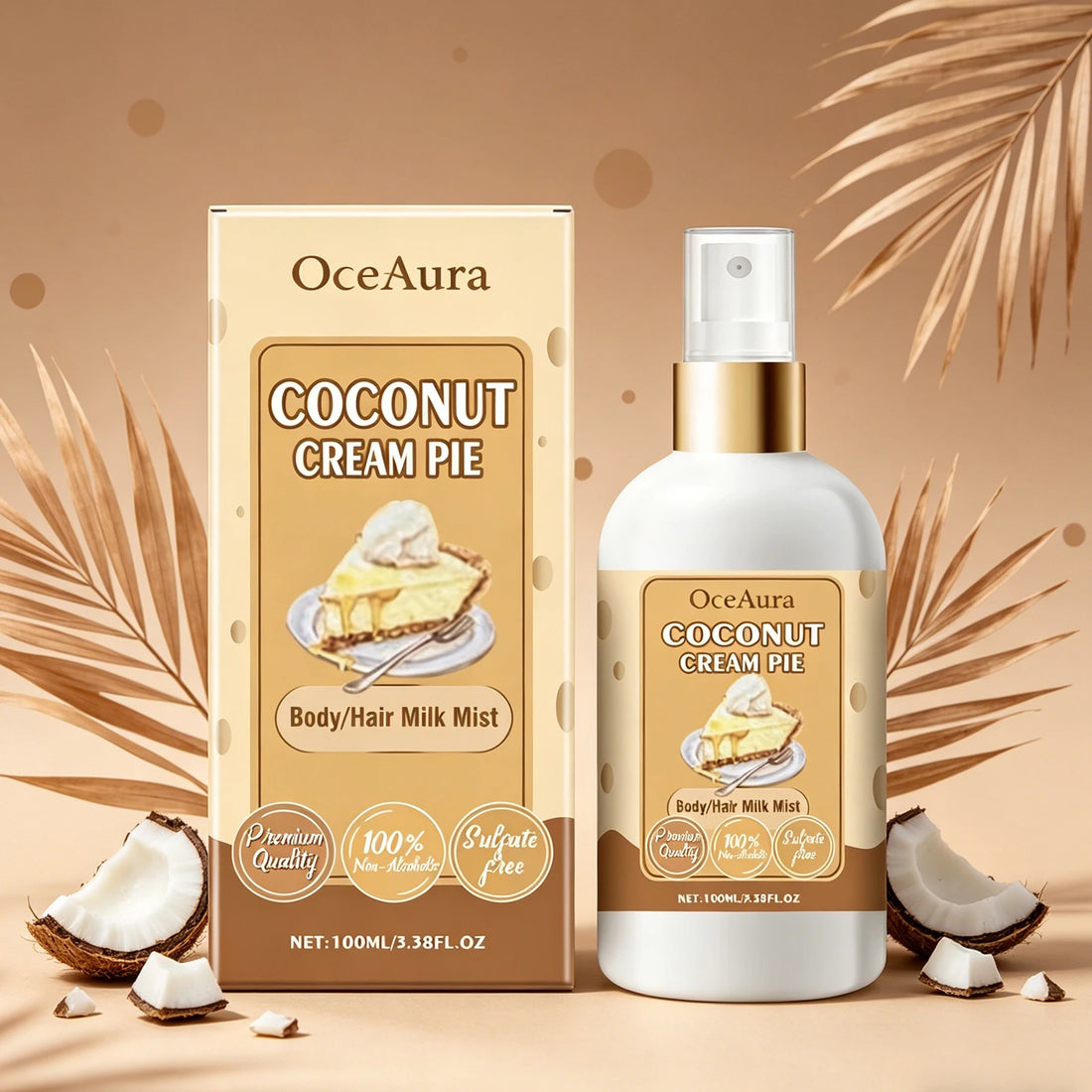 OceAura 100ml Body Moisturizing Spray (Coconut Cream) Moisturizing Refreshing Whole Body Hair Treatment Spray