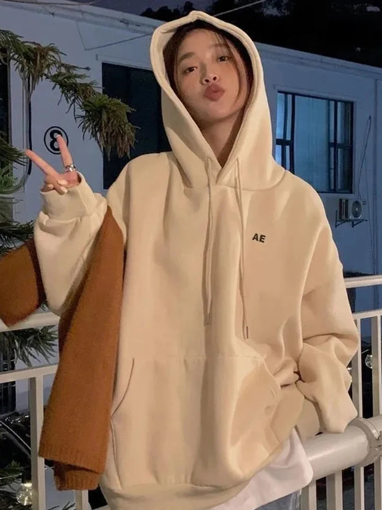 Letter Printing Long Sleeve Hoodieds Y2K Grunge Autumn Winter Men Women Casual Joker Pullovers Harajuku Korean Loose Sweatshirt