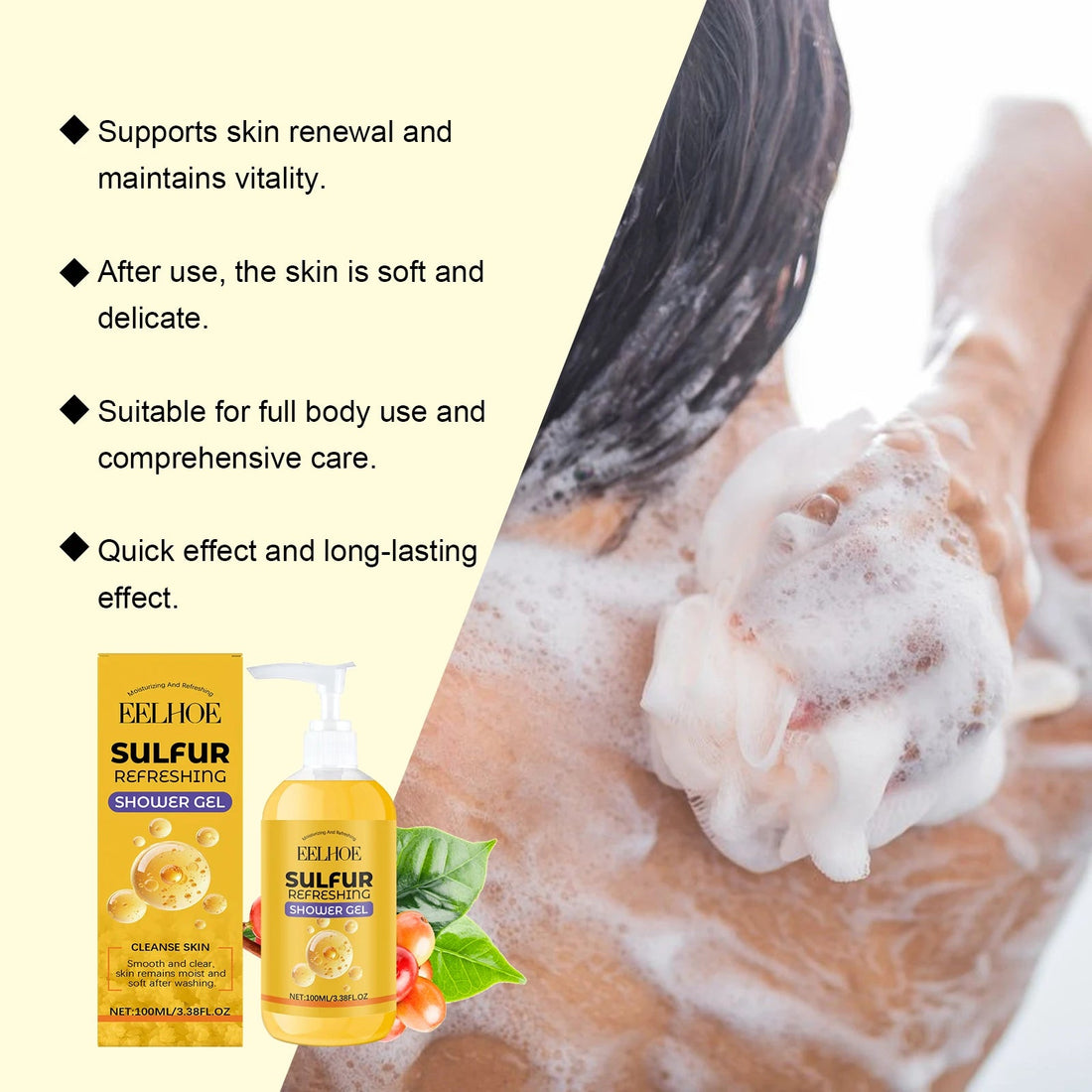 Sulfur Shampoo Shower Gel Set Deep Cleaning Scalp Remove Dandruff Nourishing Oil Control Moisturizing Dry Skin Smooth Body Wash Halalzen