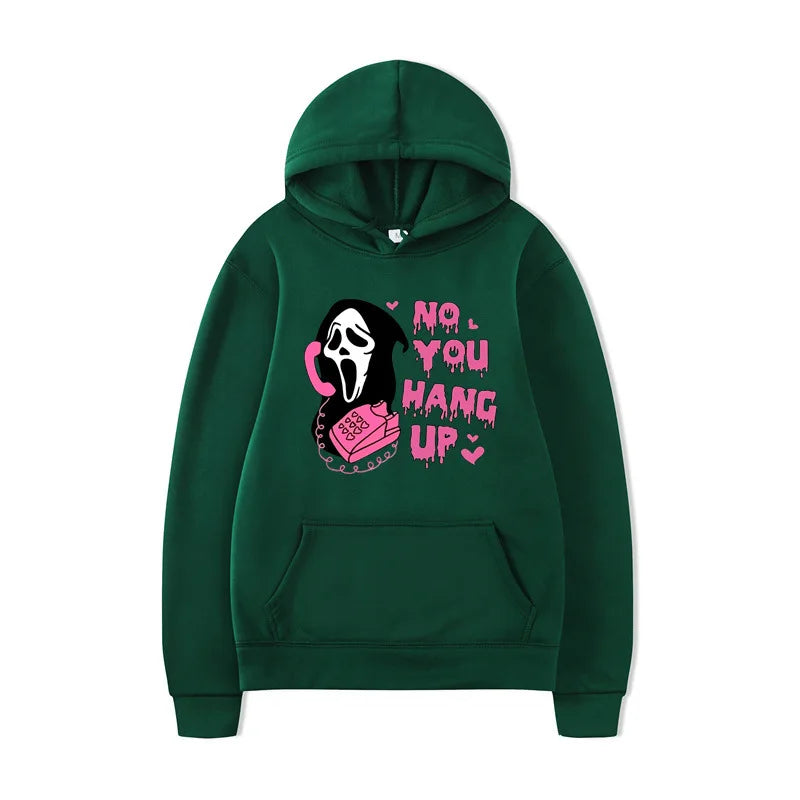 No You Hang Up Halloween Hot Selling Hoodie Colorful Printed Harajuku Hip Hop Long Sleeve Loose Hoodie Casual Top