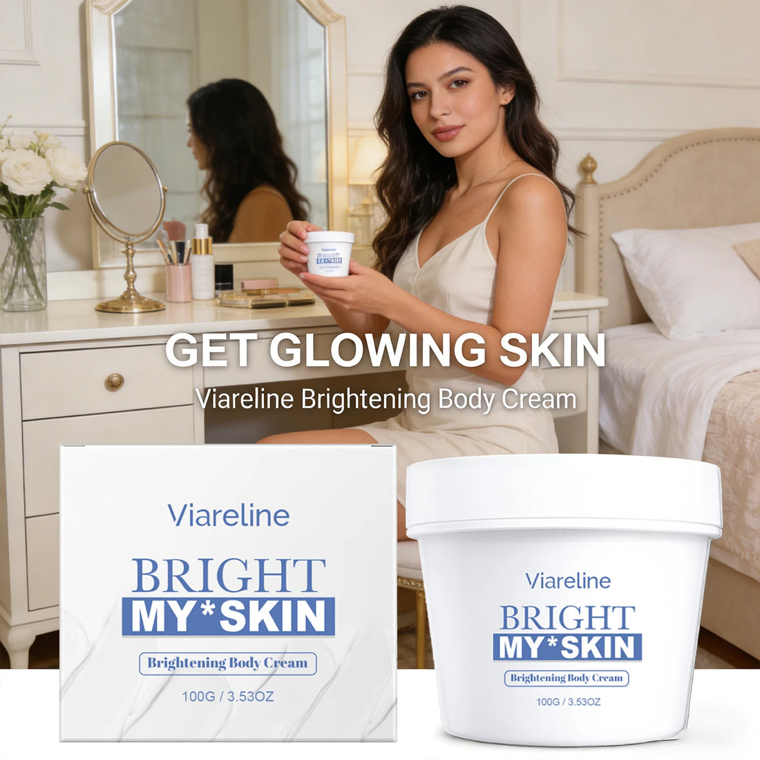 Brightening Body Cream Soothing Skin Improve Dullness Reduce Dark Spot Non-greasy Long-Lasting Moisturizing & Firming Body Lotio