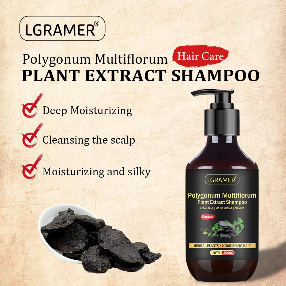 Herbal Polygonum Multiflorum Shampoo Oil Control Dandruff Control Itchy Relief Shampoo Moisturizing Nourishing for Men and Women Halalzen