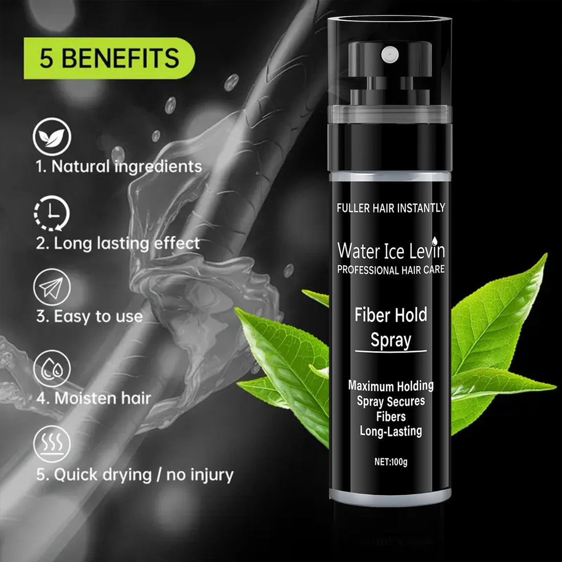 Fiber Spray, 100ml - Easy to Use, Long-Lasting Plump and Texture, Suitable for All Hairstyles, with Natural Plump Appearance Halalzen