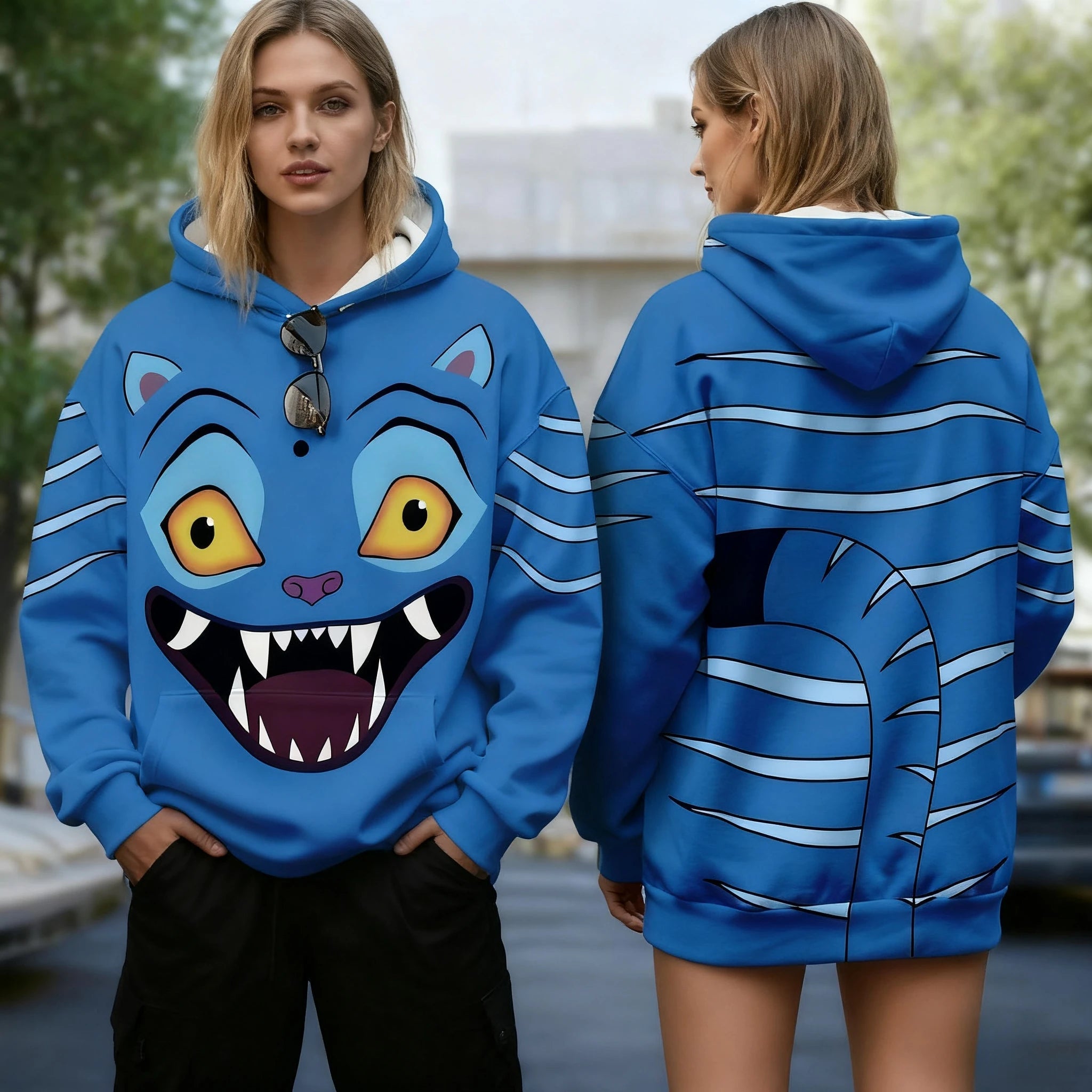 Women's Derpy Printed Hoodie for Autumn Winter KPop Demon Hunters Inspired Cozy Pullover for Daily Wear & Street Style Outings HALALZEN