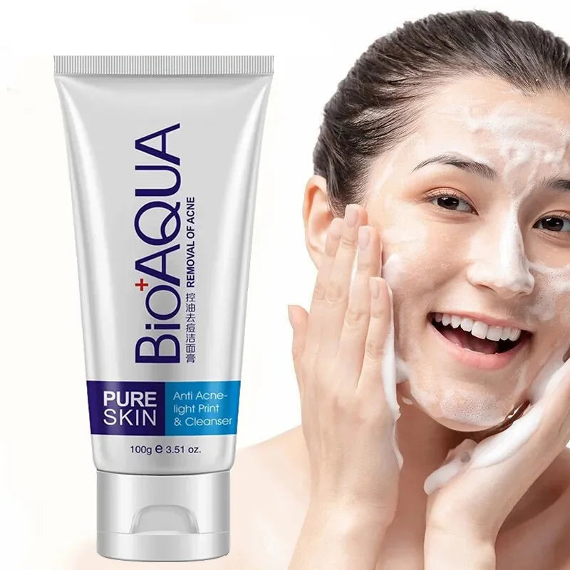 BIOAQUA Facial Cleanser  Anti Wrinkle Face Wash Foam skincare Face Cleanser Anti Acne Blackhead Remover Moisturizing Skin Care Halalzen