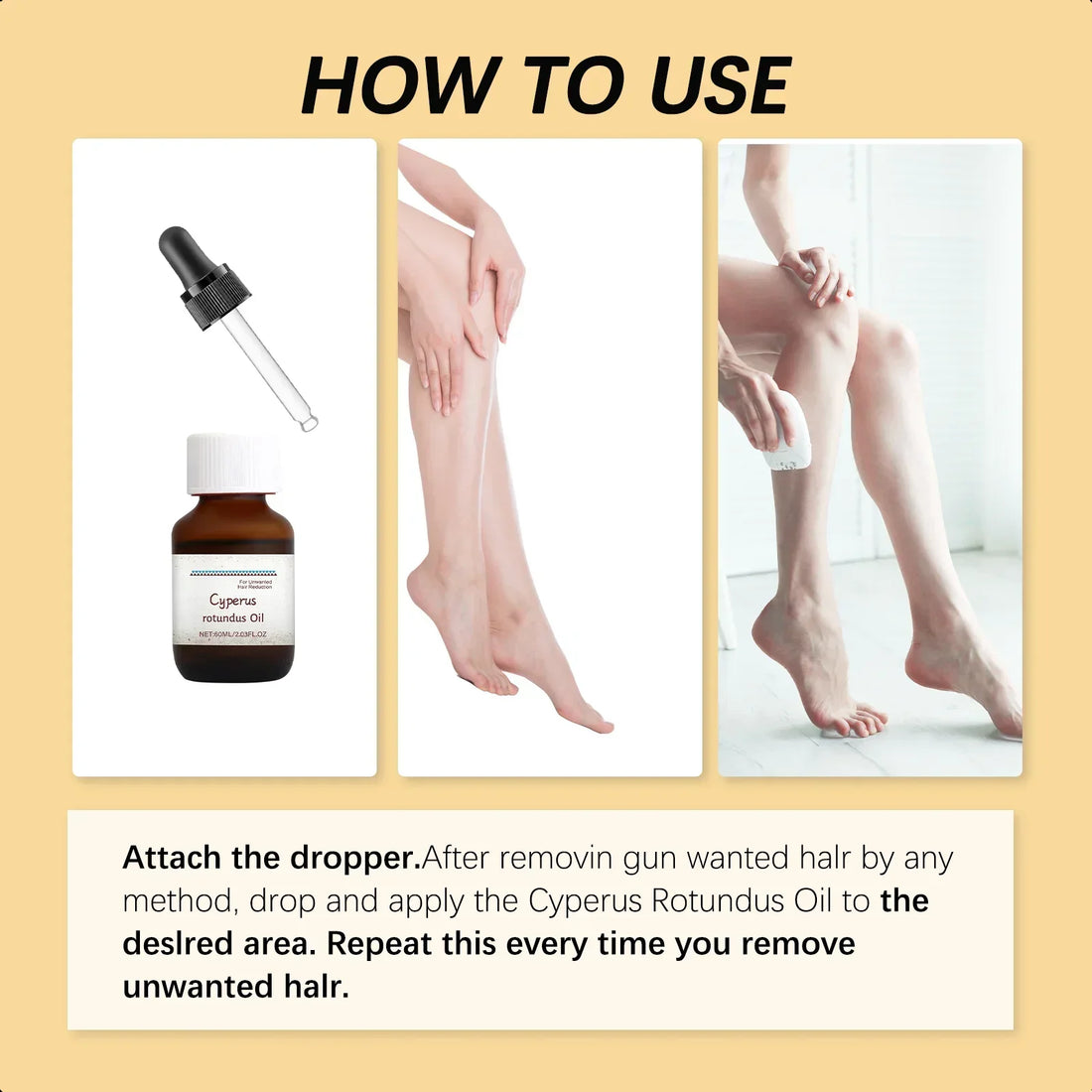 Pure Cyperus Rotundus Oil for Hair Removal Reducing Armpit Legs Arms Body Hair Inhibitor Smooth Body Skin Hair Removal Oi 60MLl