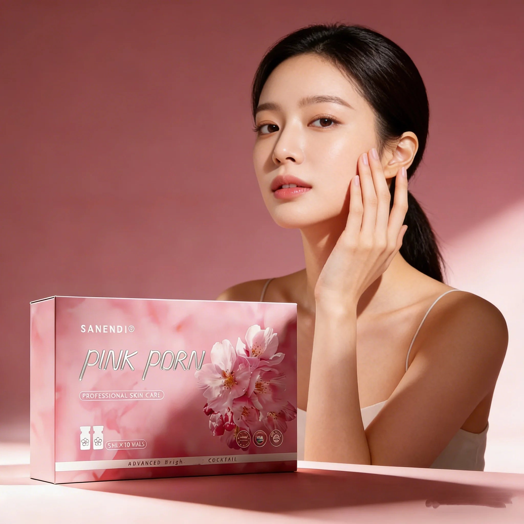Sanendi PDRN Pink Cocktail Salmon DNA Facial Serum For Dermapen Face Glowing Hyaluronic Acid  Korean Skin Care 5mlX10vials Halalzen