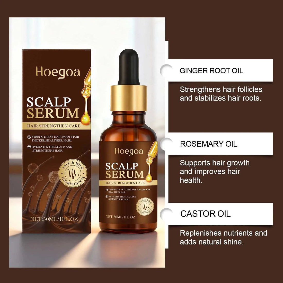 Scalp Care Essence Rosemary Castor Oil Nourishing Hair Growth Strengthening Dry Scalp Thinning Hair Moisturizing Healthy Hair HALALZEN