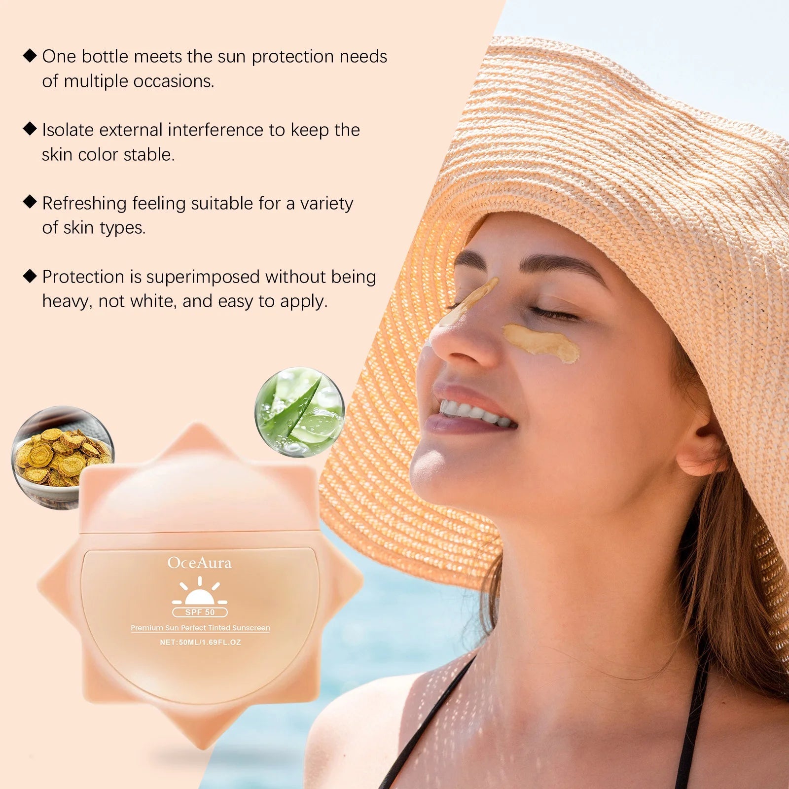 Sunscreen For Face Whole Body SPF 50+ UV Resistant Skin Protection Anti Sunburn Oil Control Moisturizing Sun Isolation Cream Halalzen
