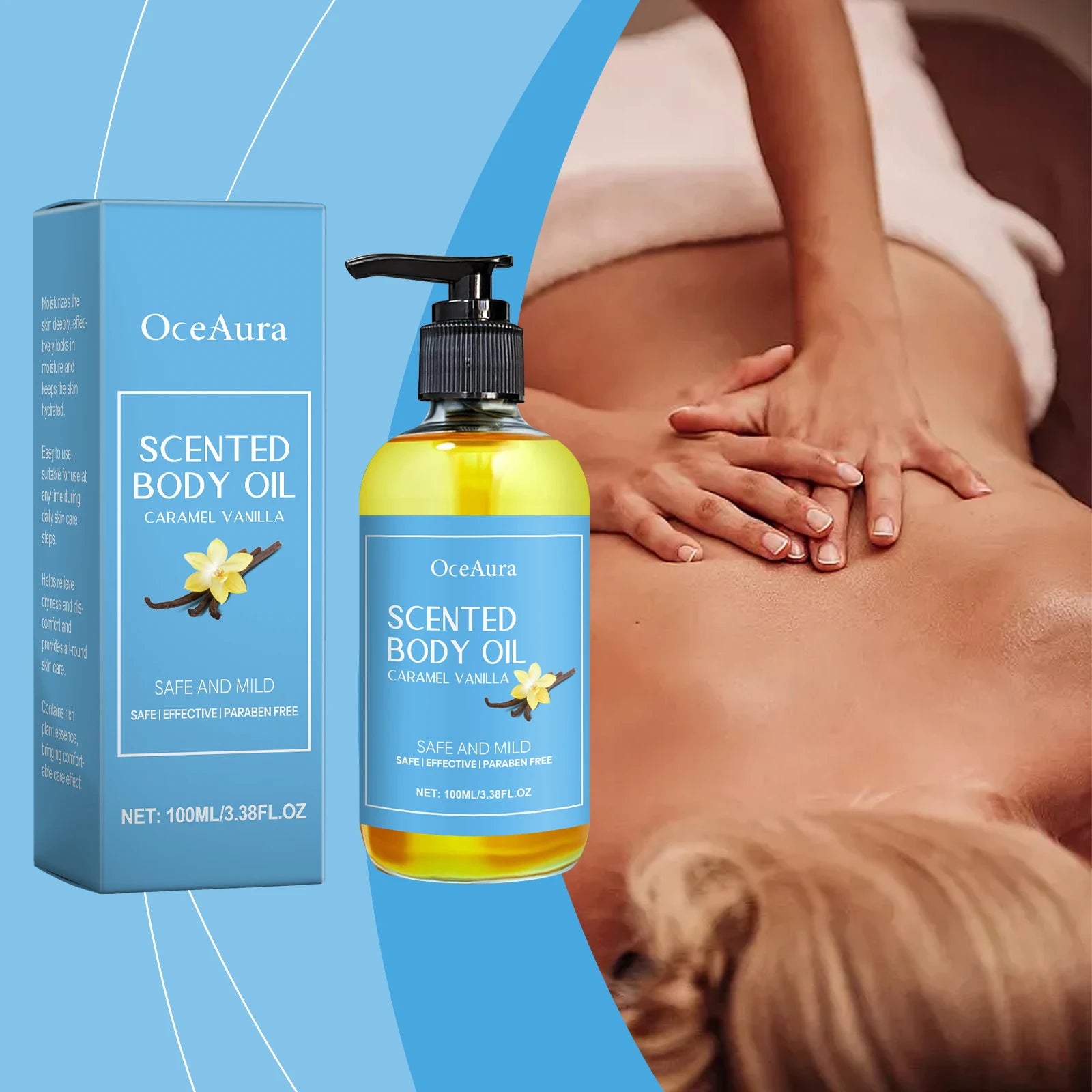 Vanilla Body Massage Oil Improve Moisturizing Relieve Stress Strengthen Nourishing Muscle Relaxing Body SPA Plant Essential Oils