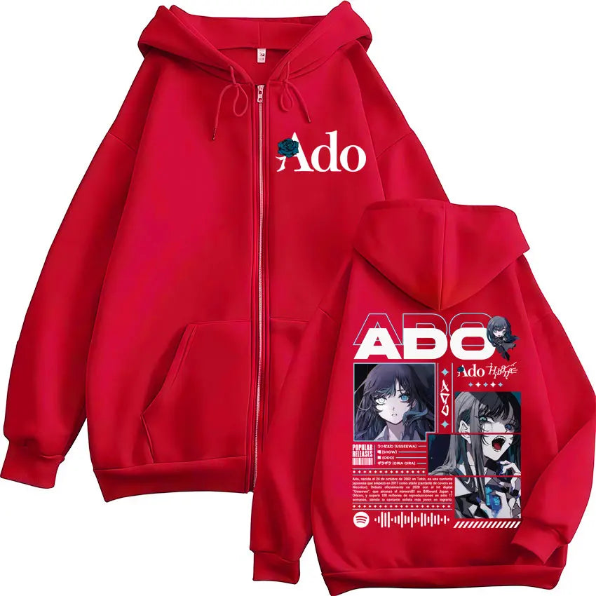 Ado World Tour 2025 Hibana Zipper Hoodies Men Women Clothing Fashion Harajuku Zip Up Sweatshirts Pullover Jacket Coat Streetwear