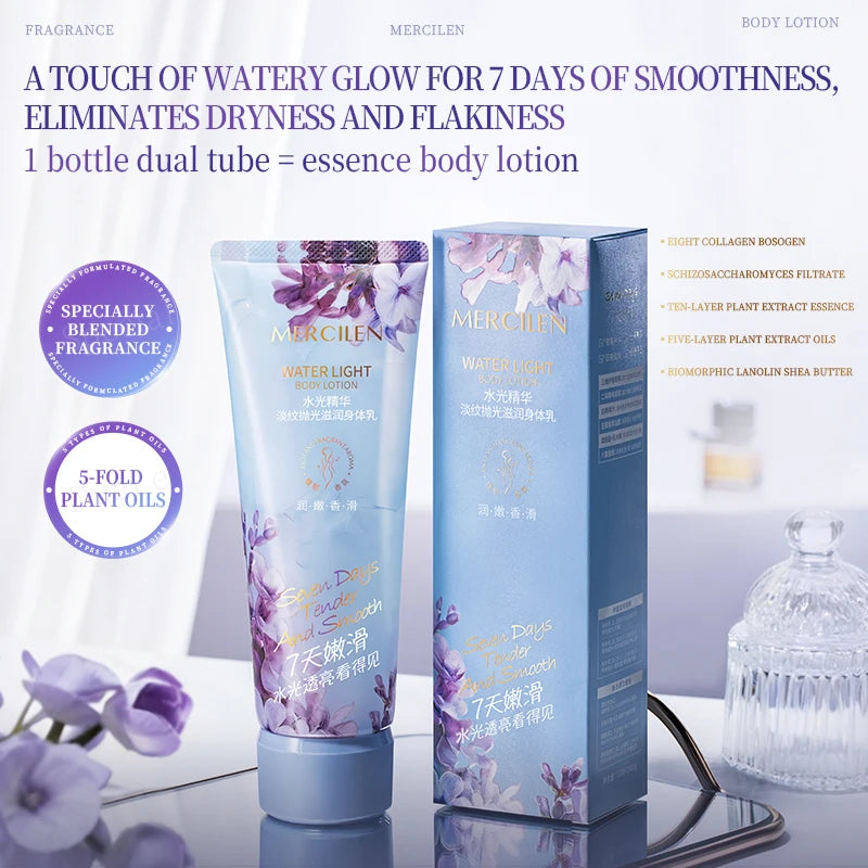 Mercilen Water Glow Essence Anti-Wrinkle Polishing Body Lotion, Deeply Moisturizes Dry Skin, Absorbs Quickly, Makes Skin Radiant and Charming, While Also Nourishing and Moisturizing, with a Fragrance, Suitable for All Skin Ty