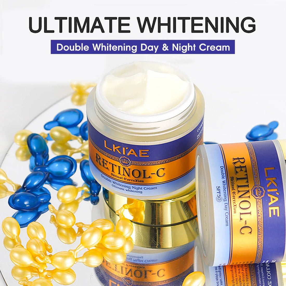 LKIAE Advanced Retinol Double Whitening Skin Care Set, Deeply Moisturizing, Clean Skin, Reduce Wrinkles, Stains, Dark Spots Halalzen