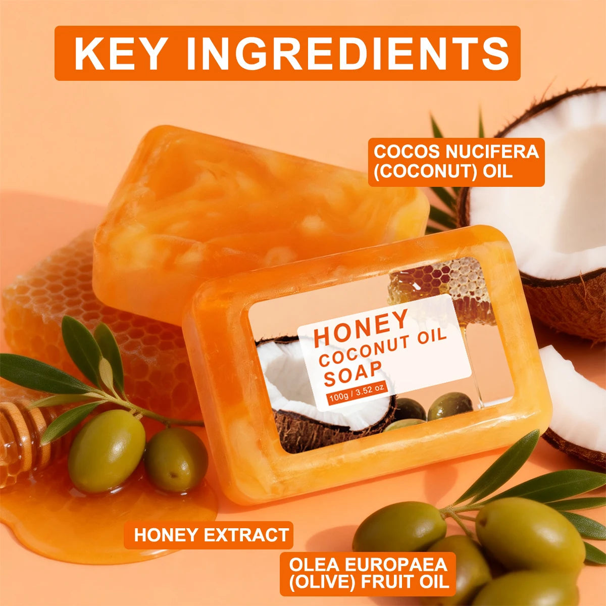 Honey Coconut Oil Soap Deep Cleansing Oil Control Refresh Hydrate For All Skin Types Face Body Care Halalzen