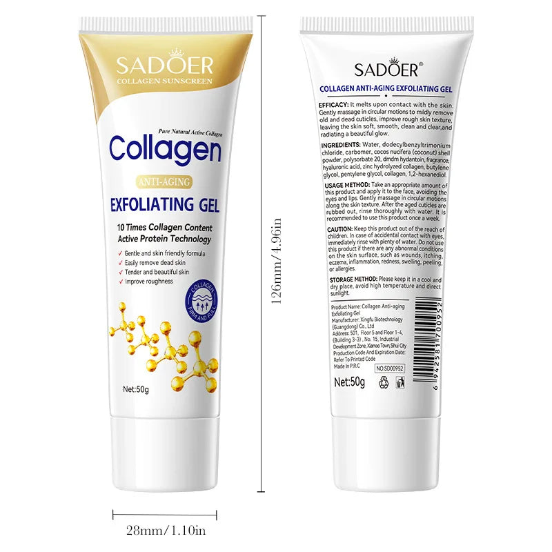 SADOER Collagen Exfoliating Face Gel Anti-Aging Creams Moisturizing Deep Cleansing Exfoliator Face Wash Facial Cleanser Halalzen