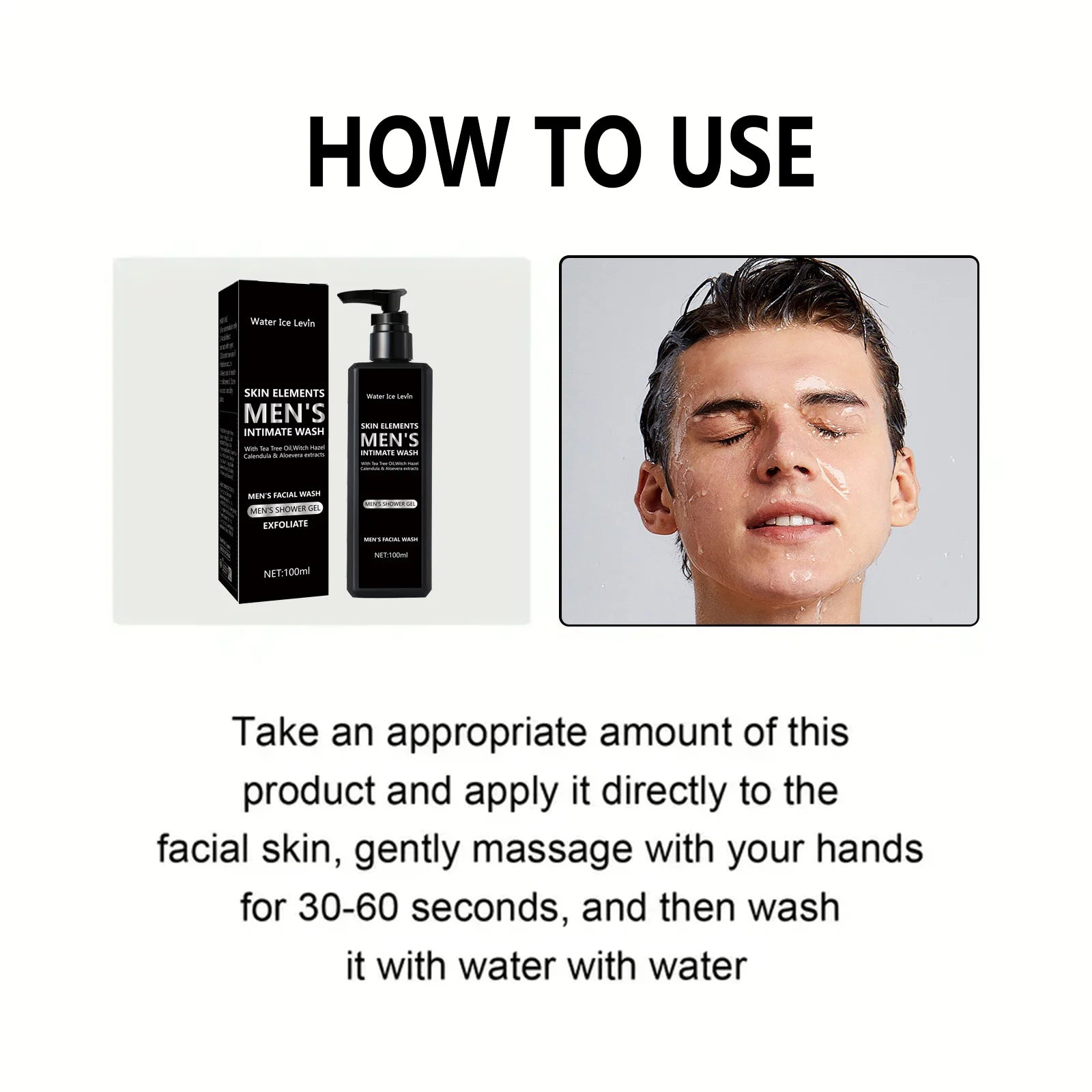 100ML men's facial cleanser for daily cleansing and bathing, suitable for oily skin, soothing, purifying and cleaning Halalzen