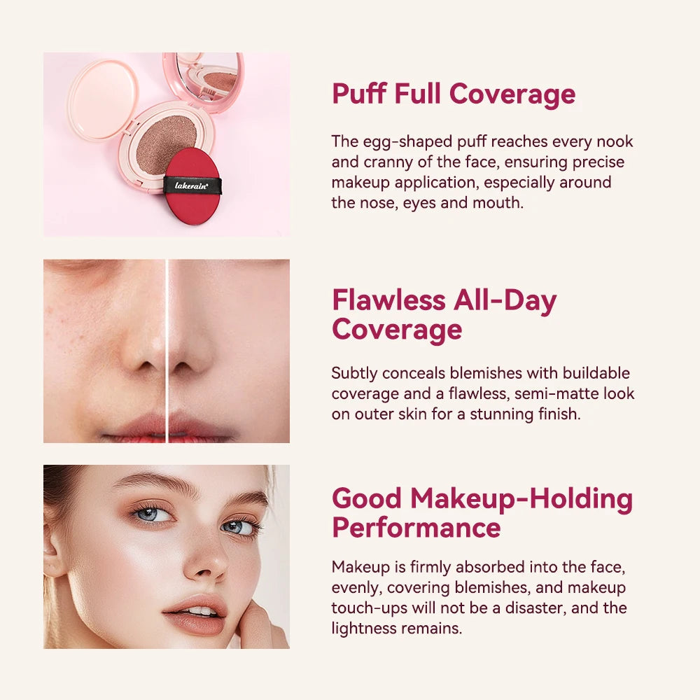 Lakerain Cushion Foundation Korean Makeup Base Mist Foundations Makeup Full Coverage Long-lasting Cc Cream Sunscreen Cosmetic Halalzen